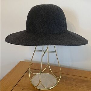J Crew Charcoal Grey Wool Floppy Hat, M/L